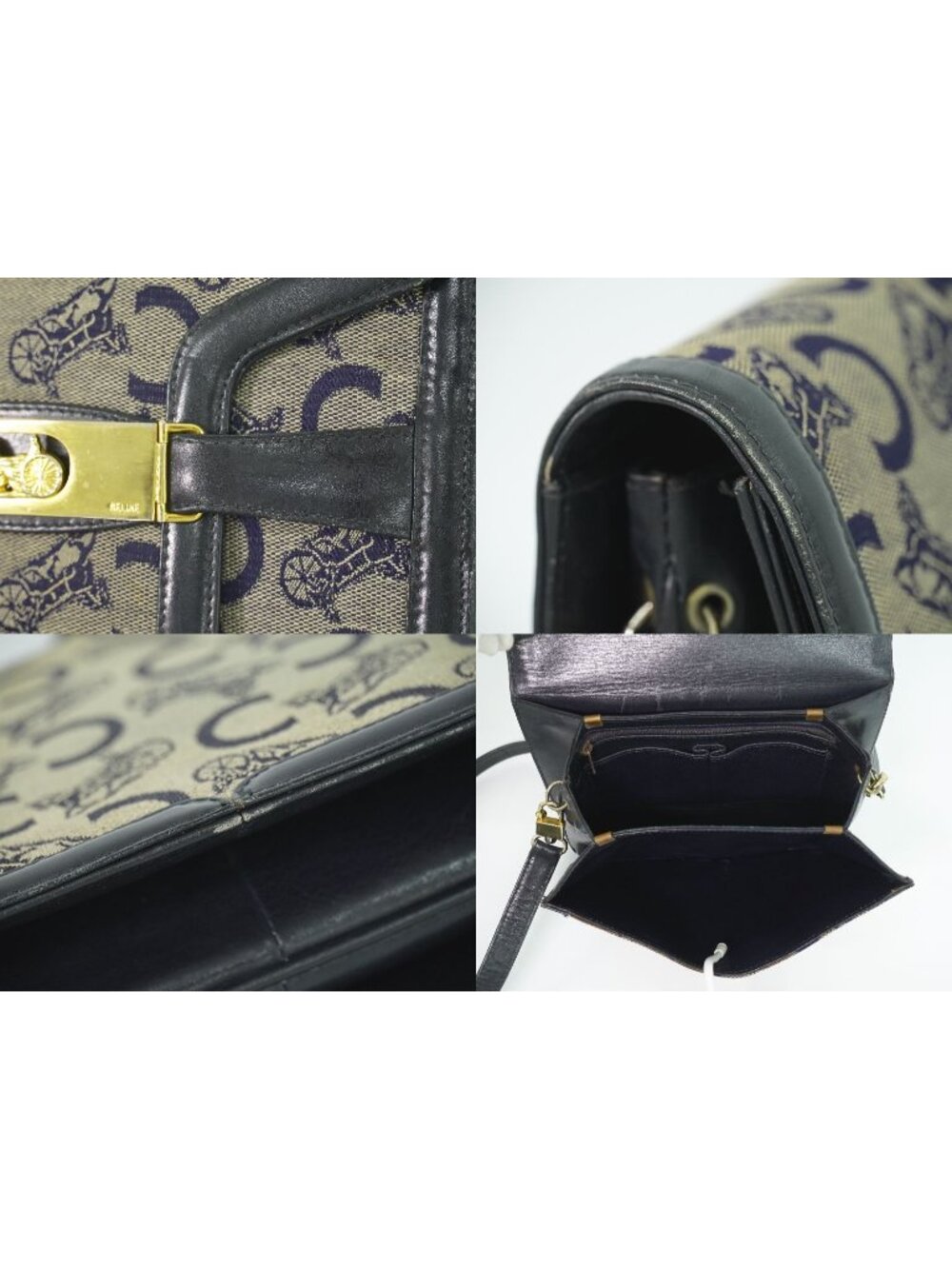 ★SOLD★ Celine C Sulky Carriage Shoulder Bag Pochette Canvas Navy - Picture 8 of 9